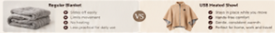 Regular Blanket versus USB Heated Shawl comparison